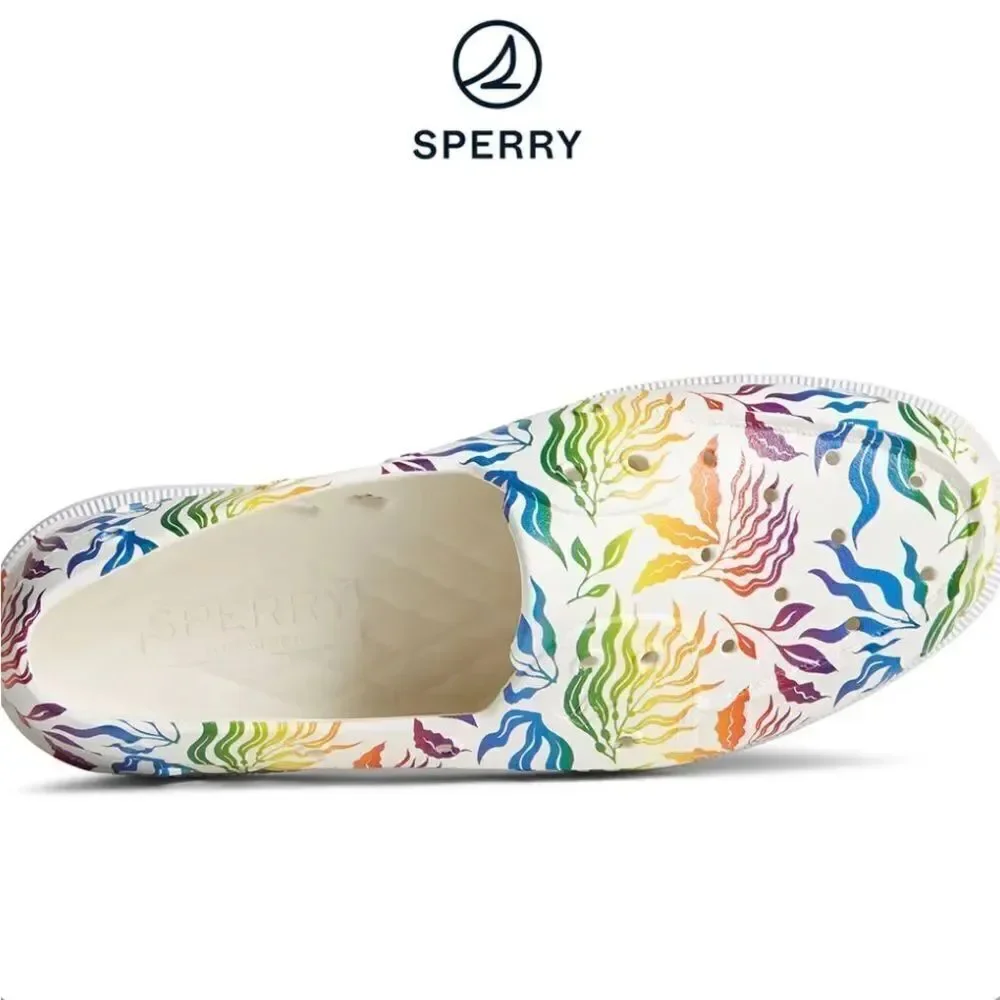 Sperry TopSider White Multicolor Tropical Rainbow Pride Unisex Floater Loafers